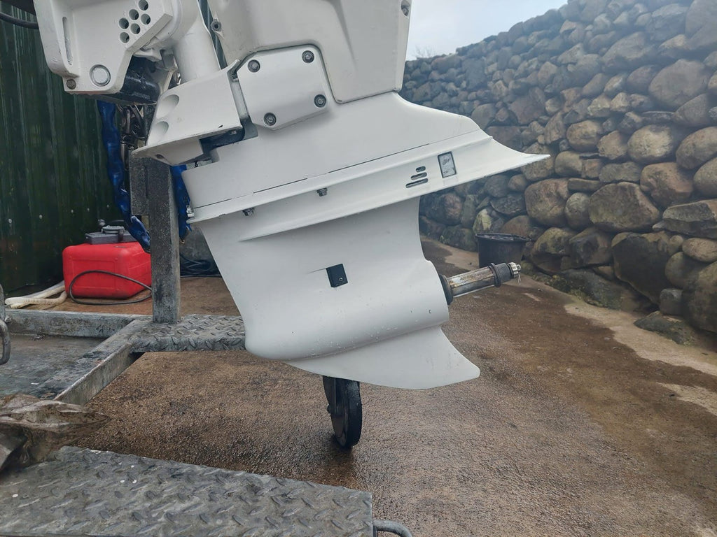 Used 200hp Evinrude Etec – Longshaft, electric start, remote control, PTT.