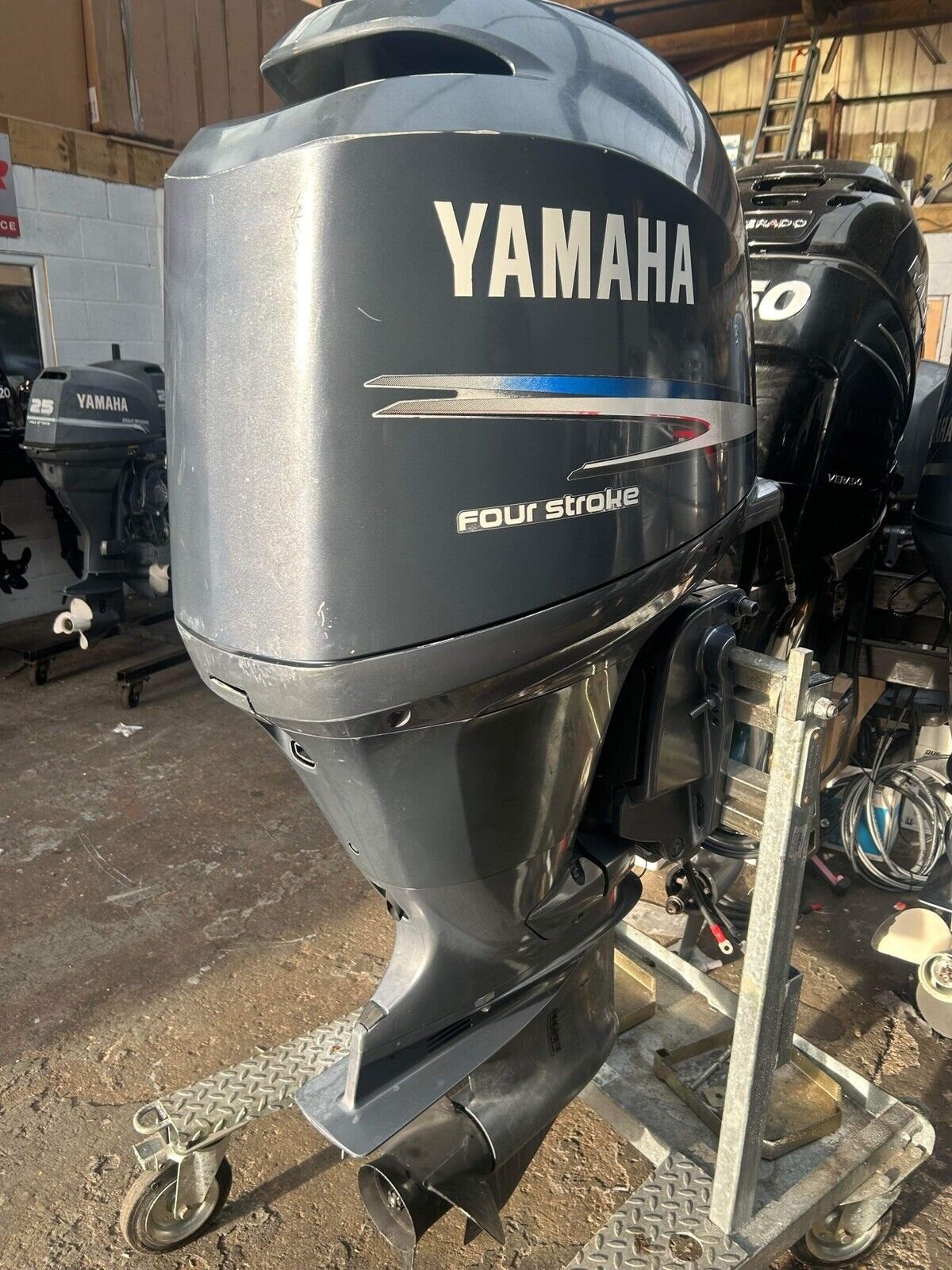 2003 YAMAHA 150HP 4 STROKE EFI LONG SHAFT 20″ OUTBOARD SERVICED REMOTES & GAUGES